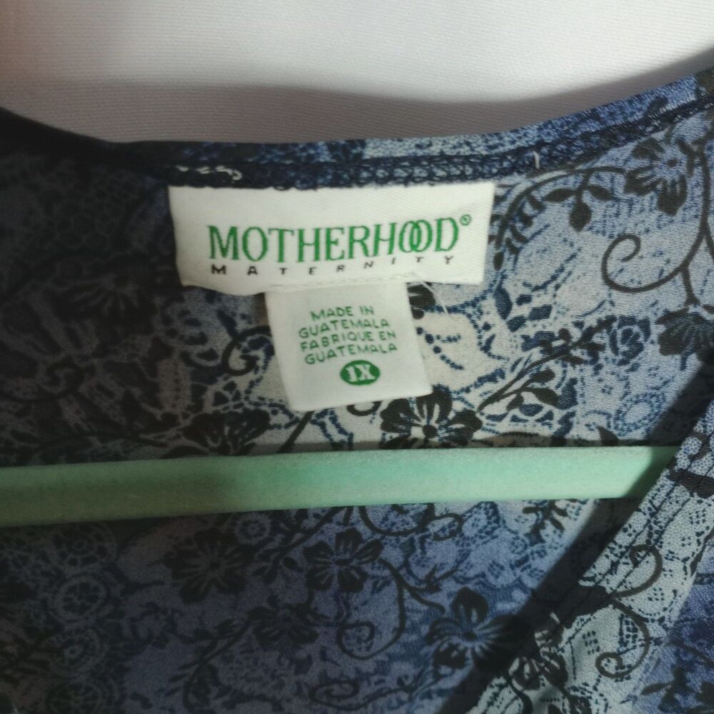 Motherhood Maternity Women's V neck Faux Wrap Floral Blouse Shirt Top 1X - Picture 7 of 8